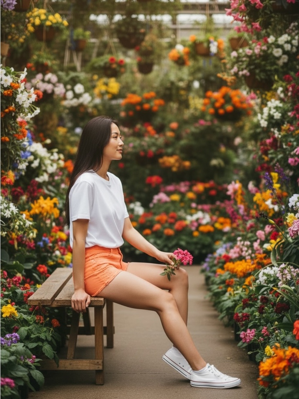 Amisu Orange Denim Jean Shorts